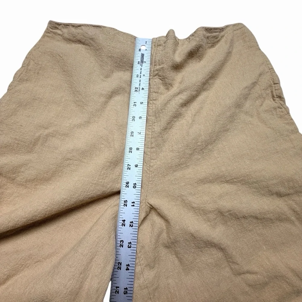 Free Est Free People Linen Blend Wide Leg Crop Pants Women's Large Beige